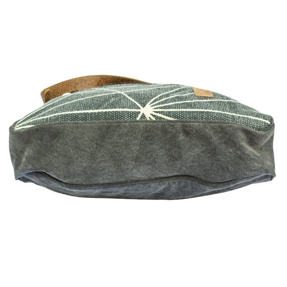 Women's Large Tote MYRA BAGS Cowhide Blue Geometric Purse Removable Strap - Picture 4 of 8